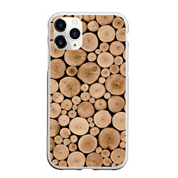 Чехол iPhone 11 Pro матовый Спил дерева, цвет: 3D-белый
