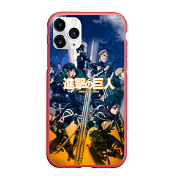 Чехол iPhone 11 Pro матовый Атака на титановAttack on Titan, цвет: 3D-красный