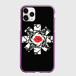 Чехол iPhone 11 Pro матовый RHCP Logo Red Rose, цвет: 3D-фиолетовый