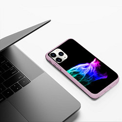 Чехол iPhone 11 Pro матовый Wolf Grin Волк Оскал Неон Neon, цвет: 3D-розовый — фото 2
