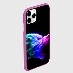 Чехол iPhone 11 Pro матовый Wolf Grin Волк Оскал Неон Neon, цвет: 3D-фиолетовый — фото 2