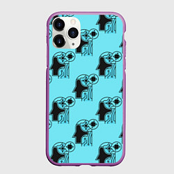 Чехол iPhone 11 Pro матовый МИКРОСХЕМА ГОЛОВЫ, цвет: 3D-фиолетовый