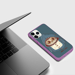 Чехол iPhone 11 Pro матовый Совушка-в костюме акулы, цвет: 3D-фиолетовый — фото 2