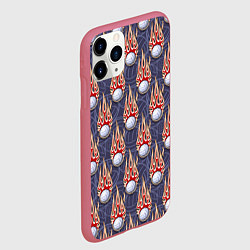 Чехол iPhone 11 Pro матовый Волейбольные мячи в огне, цвет: 3D-малиновый — фото 2