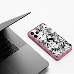 Чехол iPhone 11 Pro матовый Manga Ahegao 2 0, цвет: 3D-малиновый — фото 2