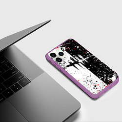 Чехол iPhone 11 Pro матовый Dead by daylight брызги красок, цвет: 3D-фиолетовый — фото 2