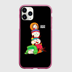 Чехол iPhone 11 Pro матовый Южный парк персонажи - South Park, цвет: 3D-малиновый