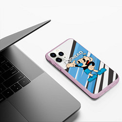 Чехол iPhone 11 Pro матовый Cuphead синяя чашечка, цвет: 3D-розовый — фото 2