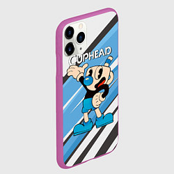 Чехол iPhone 11 Pro матовый Cuphead синяя чашечка, цвет: 3D-фиолетовый — фото 2