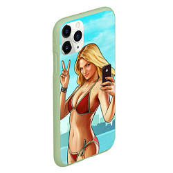 Чехол iPhone 11 Pro матовый GTA Beach girl, цвет: 3D-салатовый — фото 2