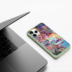 Чехол iPhone 11 Pro матовый Cyber skull Vanguard pattern, цвет: 3D-салатовый — фото 2