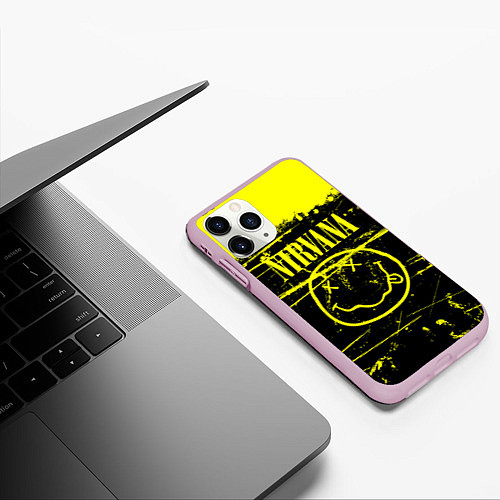 Чехол iPhone 11 Pro матовый NIRVANA гранж / 3D-Розовый – фото 3