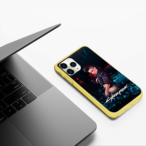 Чехол iPhone 11 Pro матовый Cyberpunk2077 Vi / 3D-Желтый – фото 3