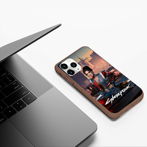 Чехол iPhone 11 Pro матовый Panam Cyberpunk2077 / 3D-Коричневый – фото 3