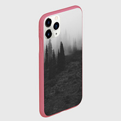 Чехол iPhone 11 Pro матовый Туманный лес - туман, цвет: 3D-малиновый — фото 2
