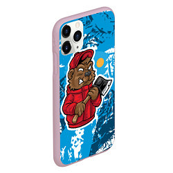 Чехол iPhone 11 Pro матовый Медведь дровосек, цвет: 3D-розовый — фото 2