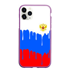 Чехол iPhone 11 Pro матовый Флаг герб russia, цвет: 3D-фиолетовый