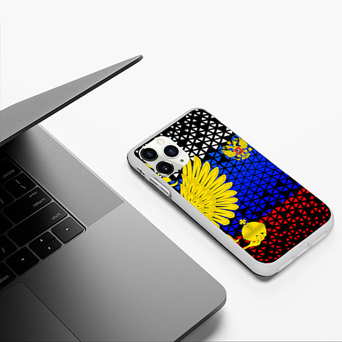 Чехол iPhone 11 Pro матовый Герб флаг россии / 3D-Белый – фото 3