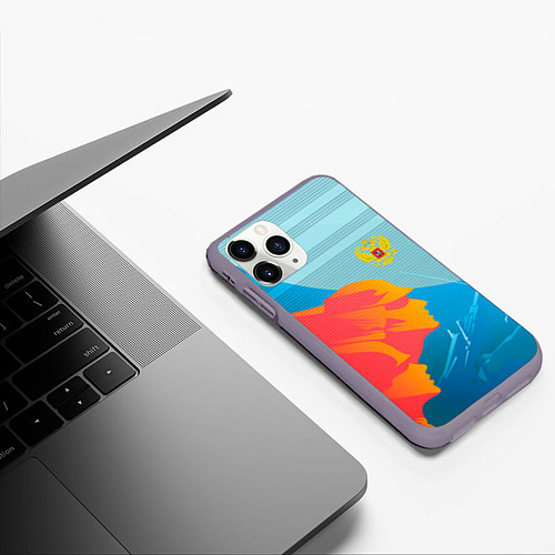 Чехол iPhone 11 Pro матовый Патриот России герб / 3D-Серый – фото 3
