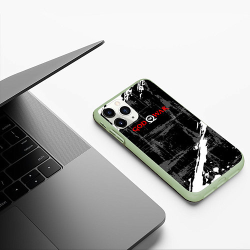 Чехол iPhone 11 Pro матовый God of war gameplay / 3D-Салатовый – фото 3