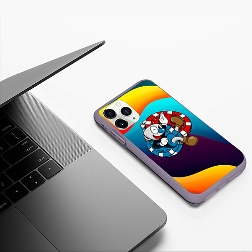 Чехол iPhone 11 Pro матовый Cuphead Чашечки / 3D-Серый – фото 3