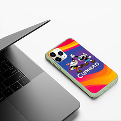 Чехол iPhone 11 Pro матовый Веселые чашечки - Cuphead, цвет: 3D-салатовый — фото 2