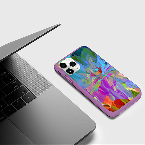 Чехол iPhone 11 Pro матовый Abstract color pattern Summer 2022 / 3D-Фиолетовый – фото 3