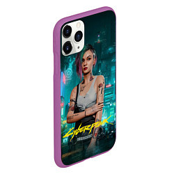 Чехол iPhone 11 Pro матовый Judy Cyberpunk 2077, цвет: 3D-фиолетовый — фото 2