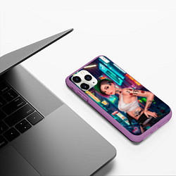 Чехол iPhone 11 Pro матовый Judy Cyberpunk2077 Киберпанк, цвет: 3D-фиолетовый — фото 2