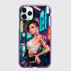 Чехол iPhone 11 Pro матовый Judy Cyberpunk2077 Киберпанк, цвет: 3D-фиолетовый