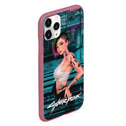 Чехол iPhone 11 Pro матовый Judy Cyberpunk2077 art, цвет: 3D-малиновый — фото 2