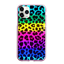 Чехол iPhone 11 Pro матовый Leopard Pattern Neon, цвет: 3D-розовый