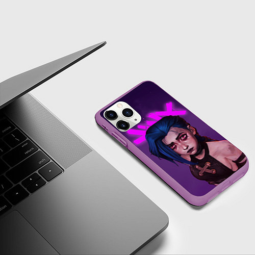 Чехол iPhone 11 Pro матовый ARCANE League Of Legends JINX / 3D-Фиолетовый – фото 3