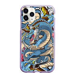 Чехол iPhone 11 Pro матовый Синий дракон-монст, цвет: 3D-светло-сиреневый