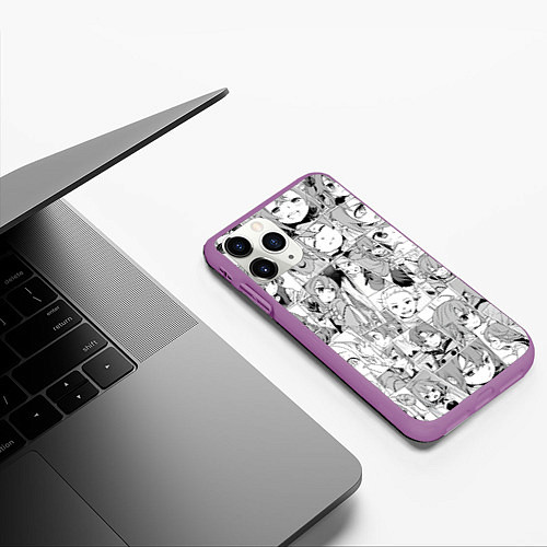 Чехол iPhone 11 Pro матовый Реинкарнация безработного паттерн / 3D-Фиолетовый – фото 3