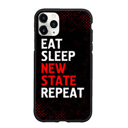 Чехол iPhone 11 Pro матовый Eat Sleep New State Repeat - Потертости, цвет: 3D-черный