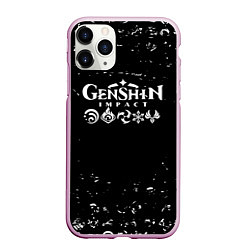 Чехол iPhone 11 Pro матовый Genshin Impact PYRO ELECTORO DENDRO HYDRO CRYO ANE, цвет: 3D-розовый