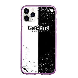 Чехол iPhone 11 Pro матовый Genshin Impact черноебелое, цвет: 3D-фиолетовый