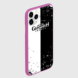 Чехол iPhone 11 Pro матовый Genshin Impact черноебелое, цвет: 3D-фиолетовый — фото 2