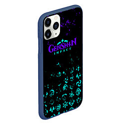 Чехол iPhone 11 Pro матовый GENSHIN NEON PATTERN SYMBOL НЕОН ЭМБЛЕМЫ, цвет: 3D-тёмно-синий — фото 2