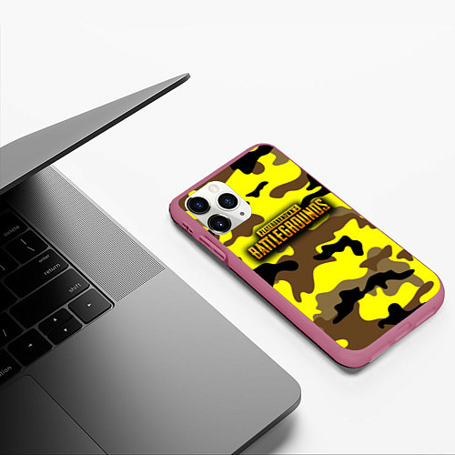 Чехол iPhone 11 Pro матовый PlayerUnknowns Battlegrounds Камуфляж Жёлто-Коричн / 3D-Малиновый – фото 3