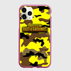 Чехол iPhone 11 Pro матовый PlayerUnknowns Battlegrounds Камуфляж Жёлто-Коричн, цвет: 3D-малиновый