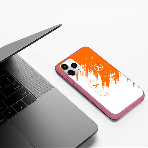 Чехол iPhone 11 Pro матовый Half-life texture / 3D-Малиновый – фото 3