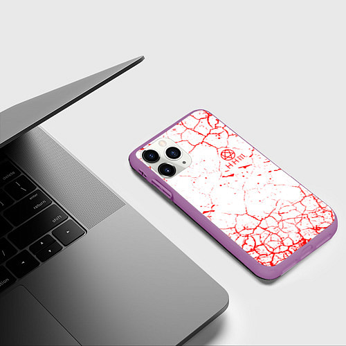Чехол iPhone 11 Pro матовый HIM Трещины / 3D-Фиолетовый – фото 3