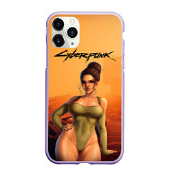 Чехол iPhone 11 Pro матовый Cyberpunk 2077 Панам арт, цвет: 3D-светло-сиреневый