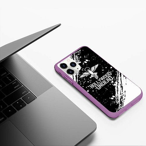 Чехол iPhone 11 Pro матовый Hollywood undead / 3D-Фиолетовый – фото 3