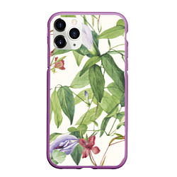 Чехол iPhone 11 Pro матовый Цветы Нежная Листва, цвет: 3D-фиолетовый