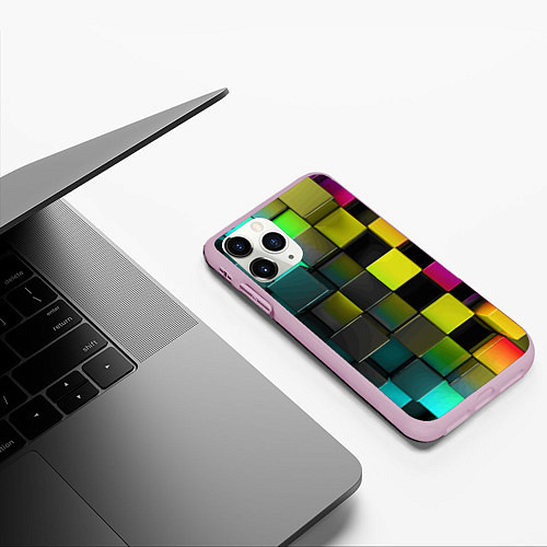 Чехол iPhone 11 Pro матовый Colored Geometric 3D pattern / 3D-Розовый – фото 3