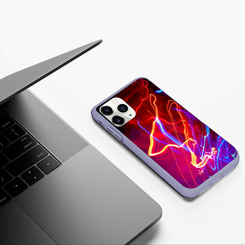 Чехол iPhone 11 Pro матовый Neon vanguard pattern Lighting / 3D-Светло-сиреневый – фото 3