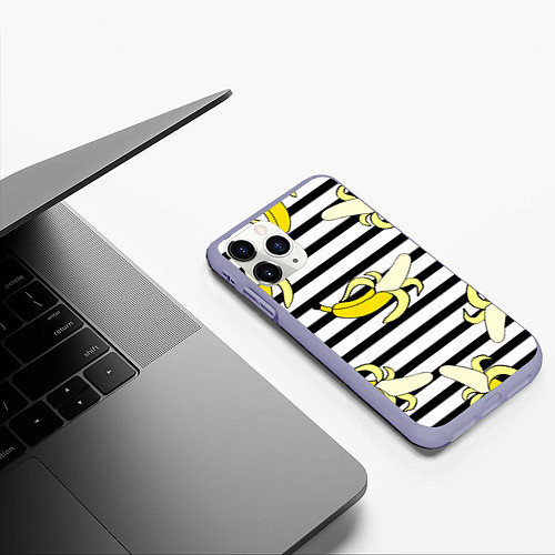 Чехол iPhone 11 Pro матовый Banana pattern Summer / 3D-Светло-сиреневый – фото 3